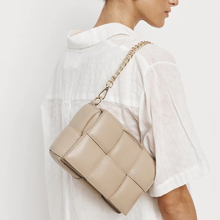 Elysian Collective Vestirsi Margot Leather Woven Bag Beige
