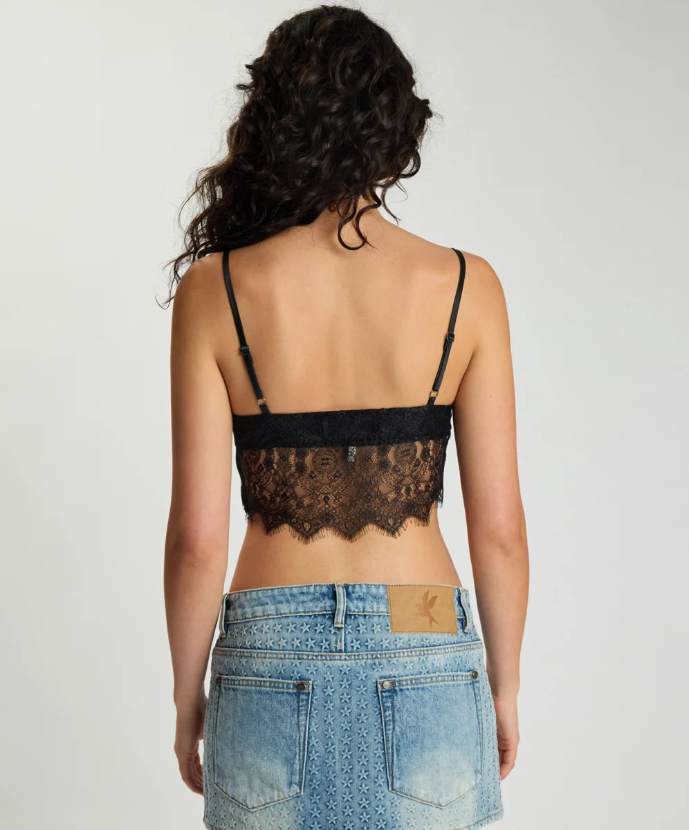Elysian Collective Vintage Whisper Lace Bralette Top Black