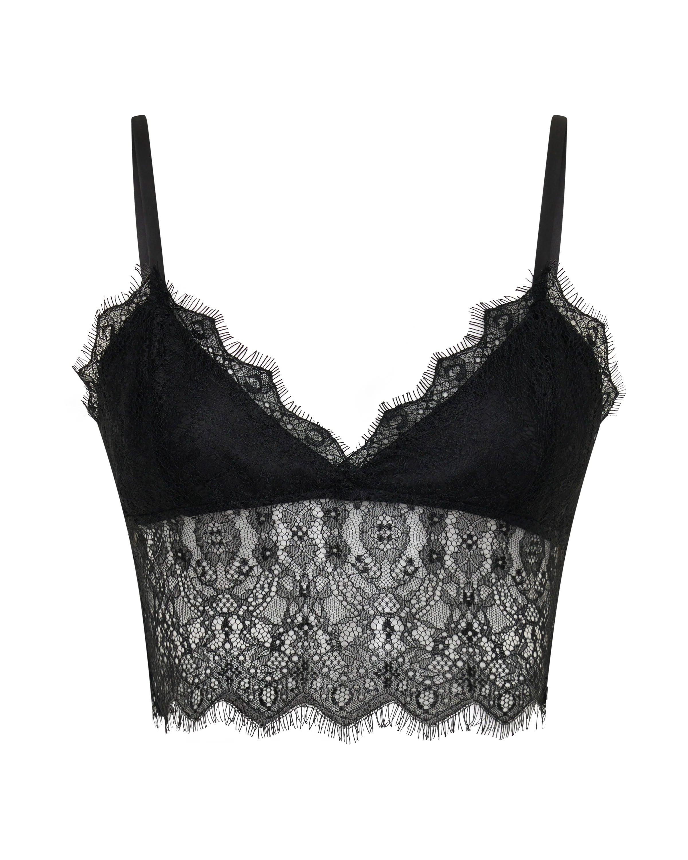 Elysian Collective Vintage Whisper Lace Bralette Top Black