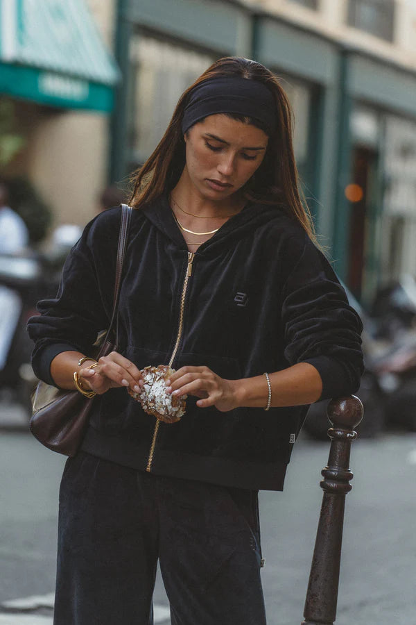 Elysian Collective Araminta James AJ Velour Hoodie Noir