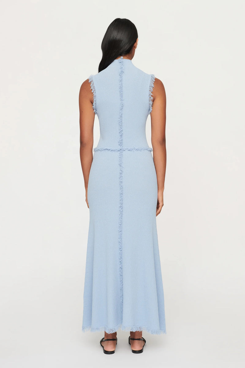 Elysian Collective Clea Avalon Fringe Knit Dress Blue