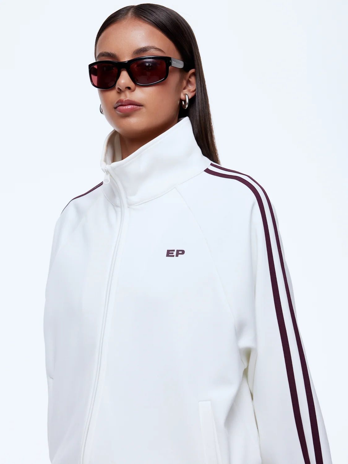 Elysian Collective Ena Pelly Valentina Jersey Zip Thru Cream/Burgundy