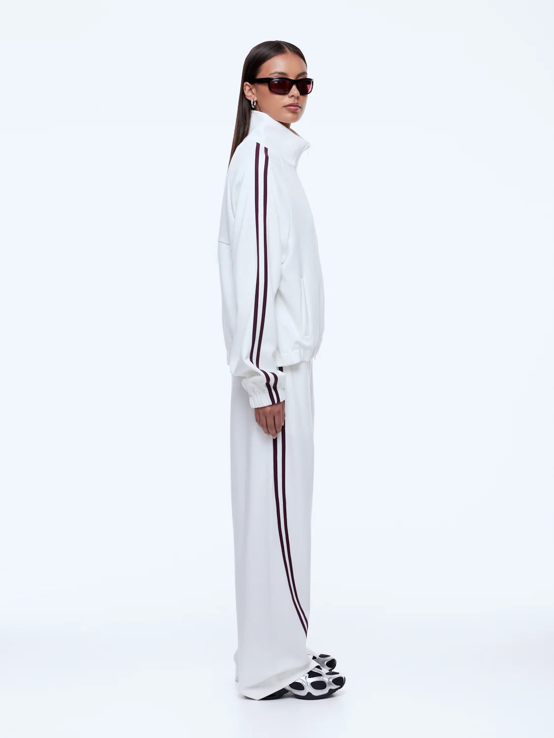 Elysian Collective Ena Pelly Valentina Jersey Zip Thru Cream/Burgundy