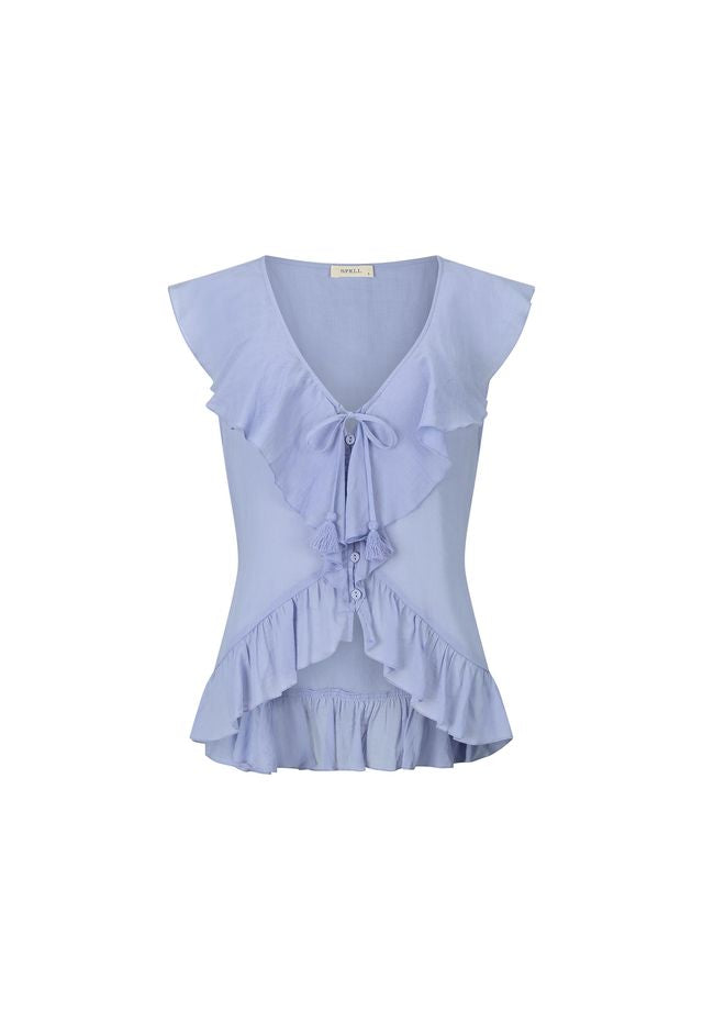 Elysian Collective Spell Fleur Frill Sleeveless Blouse Lagoon Purple