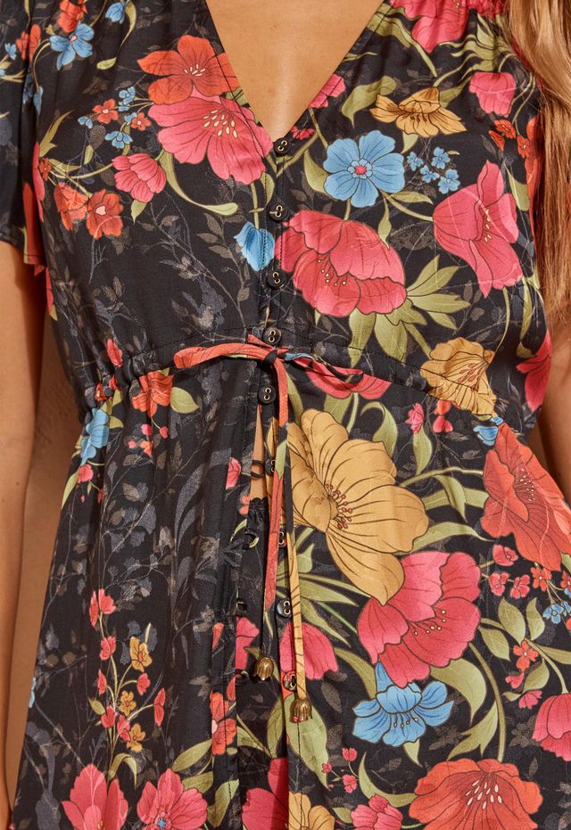Elysian Collective Spell Isola Blouse Midnight Bloom Black