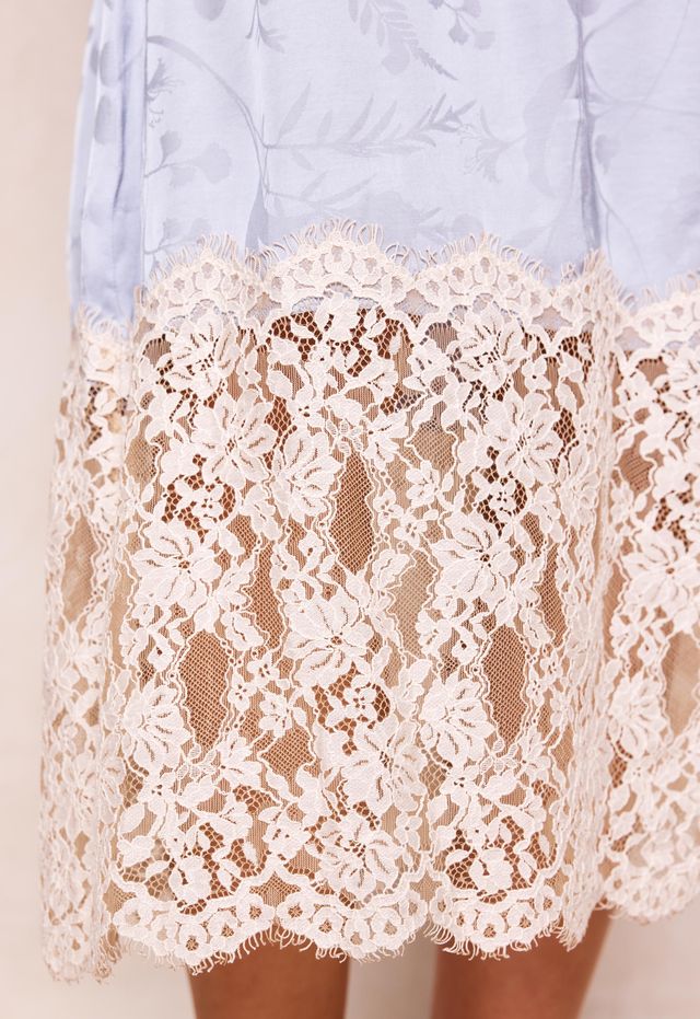 Elysian Collective Spell Viola Lace Trim Midi Skirt Lagoon Purple