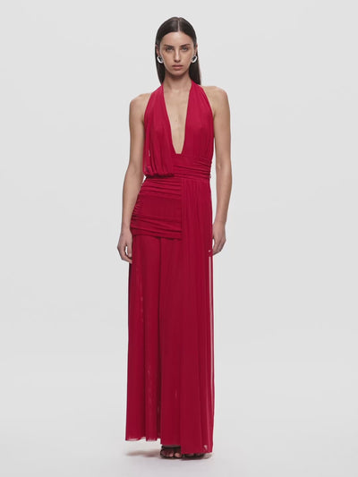 Elysian Collective Bec And Bridge Wren Drape Dress Ruby Red