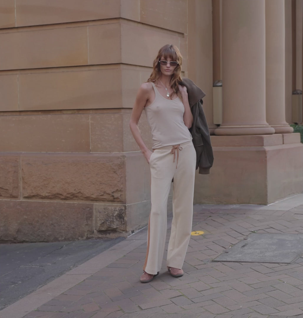 Elysian Collective Spell Kansas Track Flare Pant Stone