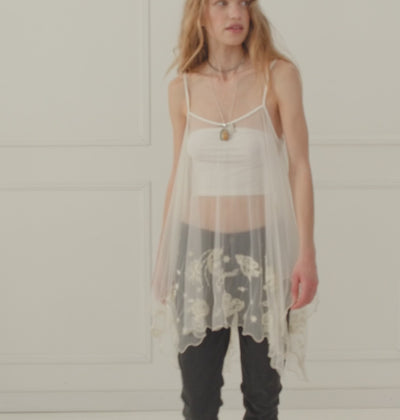 Elysian Collective Spell Mooncharm Mesh Hankie Cami Vintage Cream