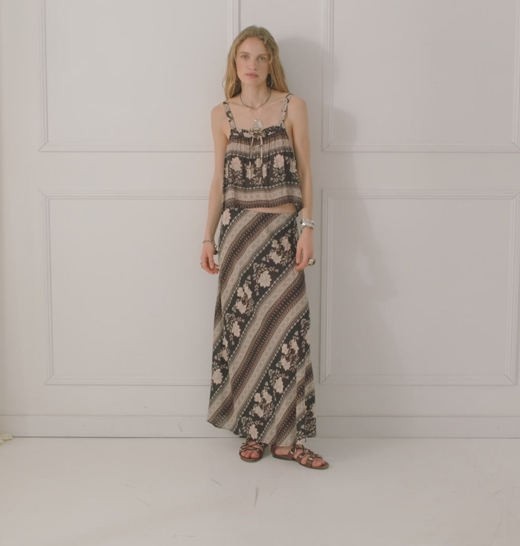 Elysian Collective Spell Petalwood Maxi Skirt Nightfall
