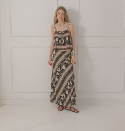 Elysian Collective Spell Petalwood Maxi Skirt Nightfall