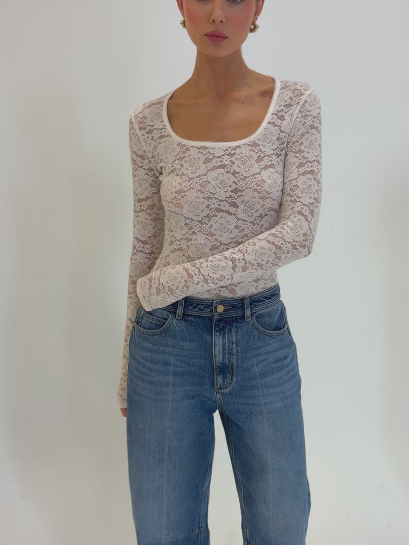 Elysian Collective Kivari Bonnie Lace Top Ivory