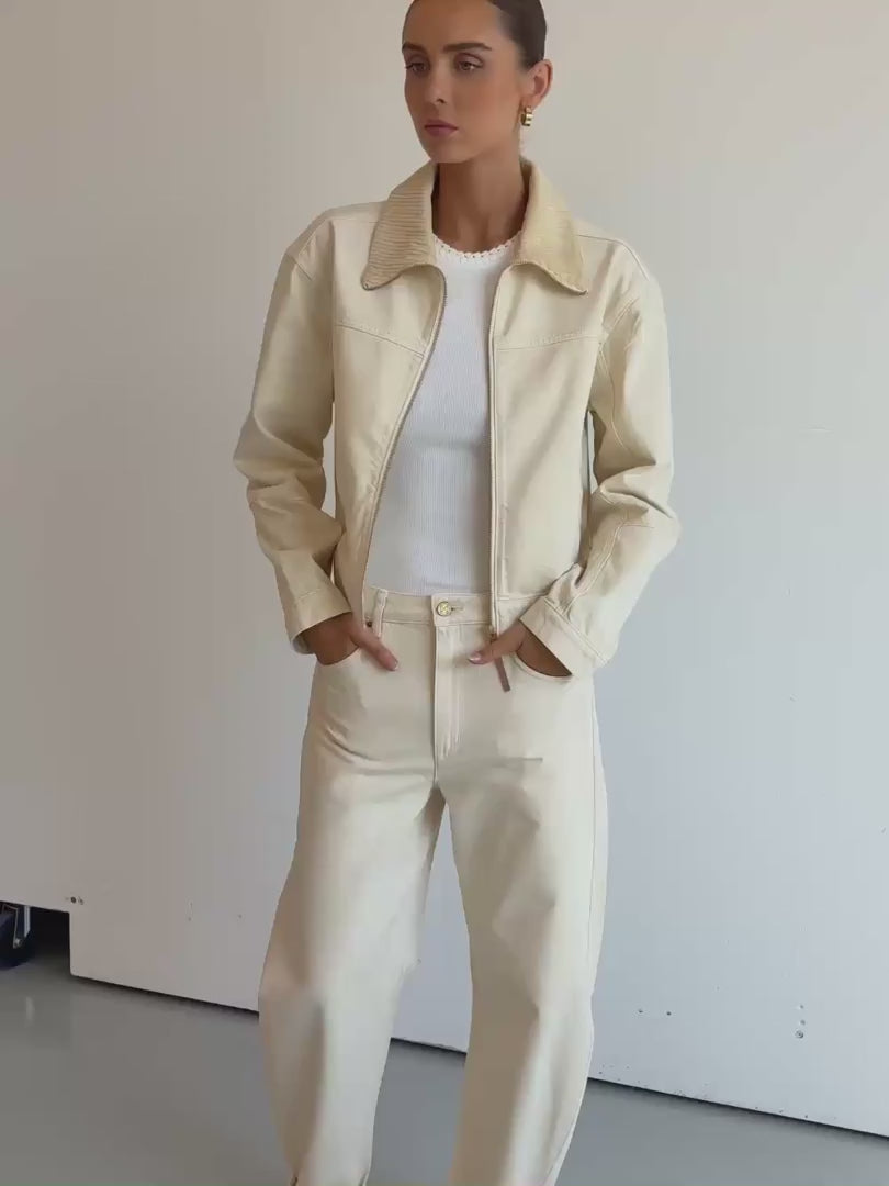 Elysian Collective Kivari Evita Denim Barrel Jean Cream