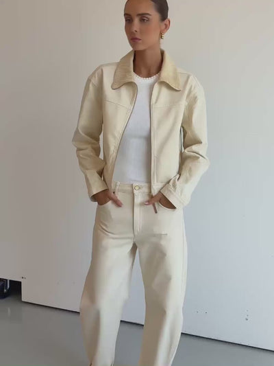 Elysian Collective Kivari Evita Denim Barrel Jean Cream