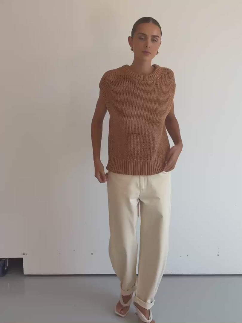 Elysian Collective Kivari Olesia Knit Vest Tan