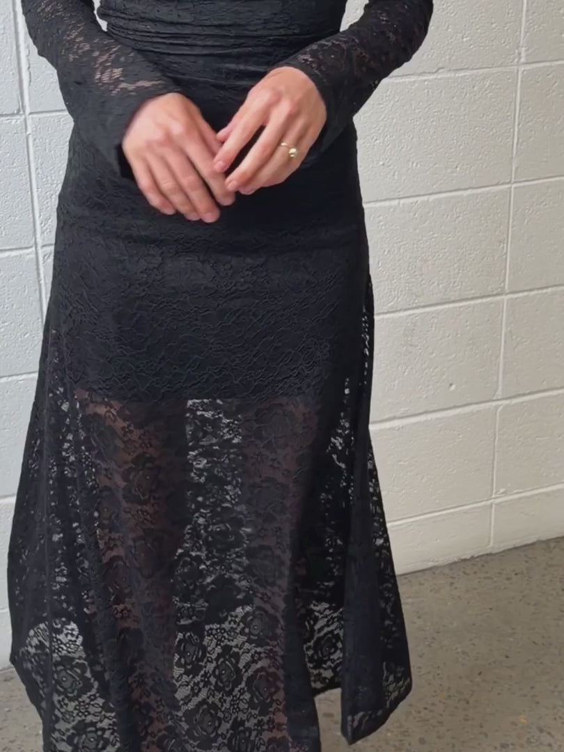 Elysian Collective Kivari Bonnie Lace Maxi Dress Black