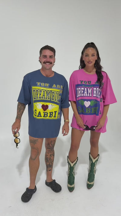 Elysian Collective Sabbi The Very Oversized Dream Big Beaded Tee Blue