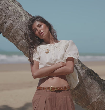 Elysian Collective Spell Tempest Studded Suede Belt Tan
