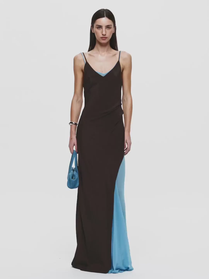 Elysian Collective Bec + Bridge Clio Layered Maxi Dress Bitter Choc Azure Blue