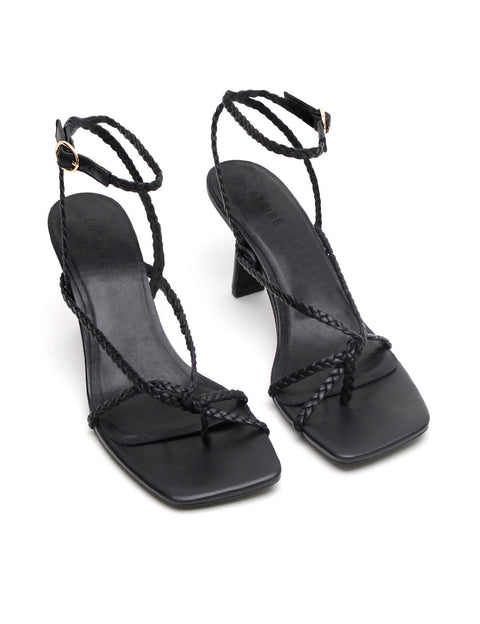 Elysian Collective La Tribe Braided Strap Heel Black