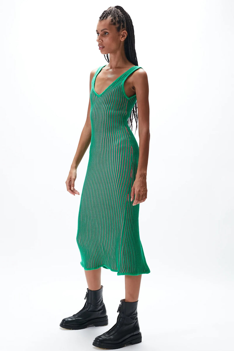 RUE STIIC - Molly Knit Dress (Forest Green Pink)