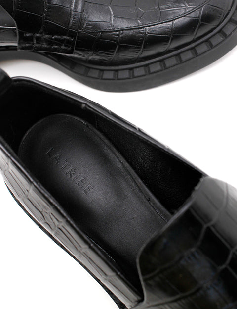 Elysian Collective La Tribe Fleur Loafer Black Croc