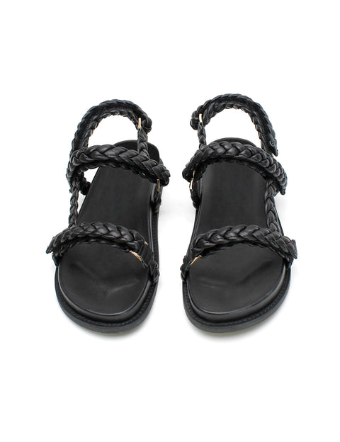 Elysian Collective La Tribe Thin Elke Braided Sandal Black