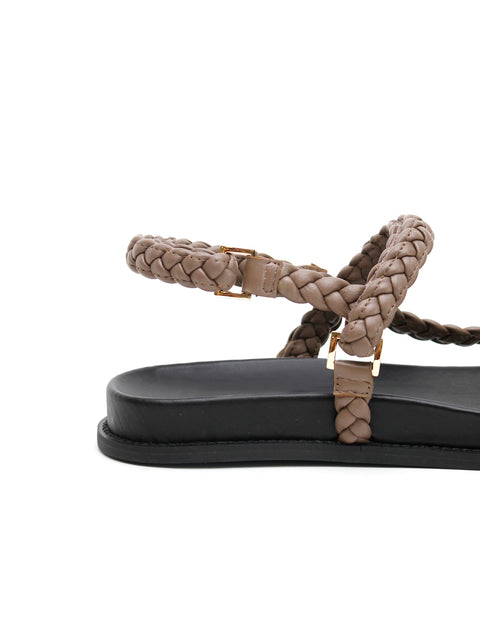 Elysian Collective La Tribe Thin Elke Braided Sandal Mocha