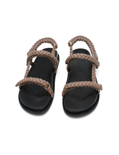 Elysian Collective La Tribe Thin Elke Braided Sandal Mocha