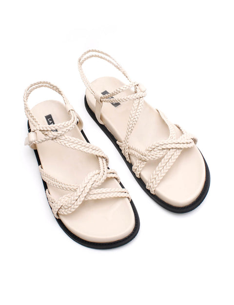 Elysian Collective La Tribe Plaited Sandal Cream