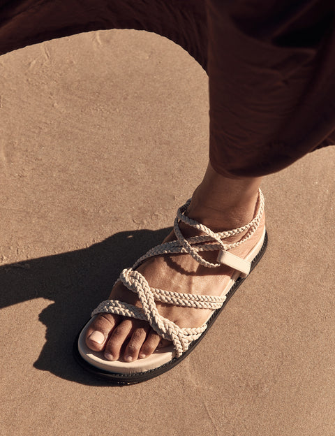 Elysian Collective La Tribe Plaited Sandal Cream