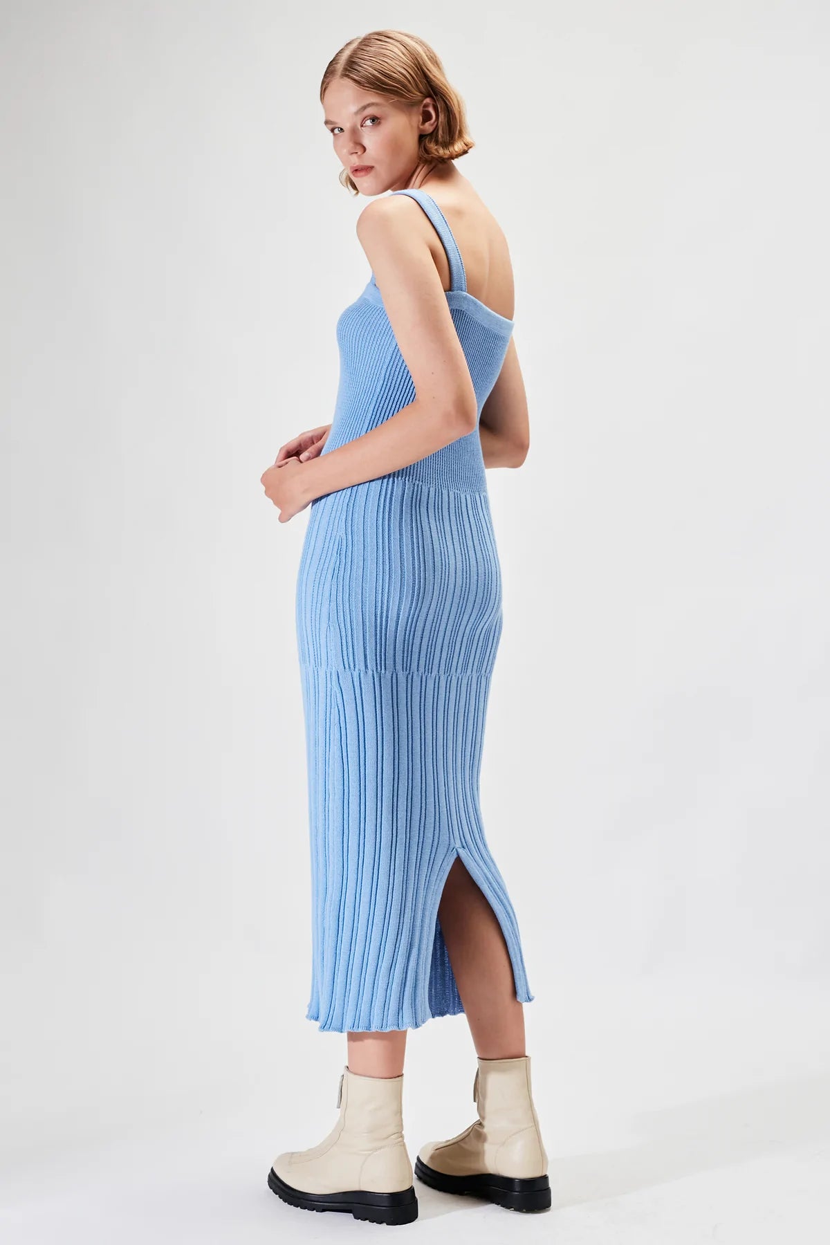 Elysian Collective Rue Stiic Maren Maxi Knit Dress Sky Blue