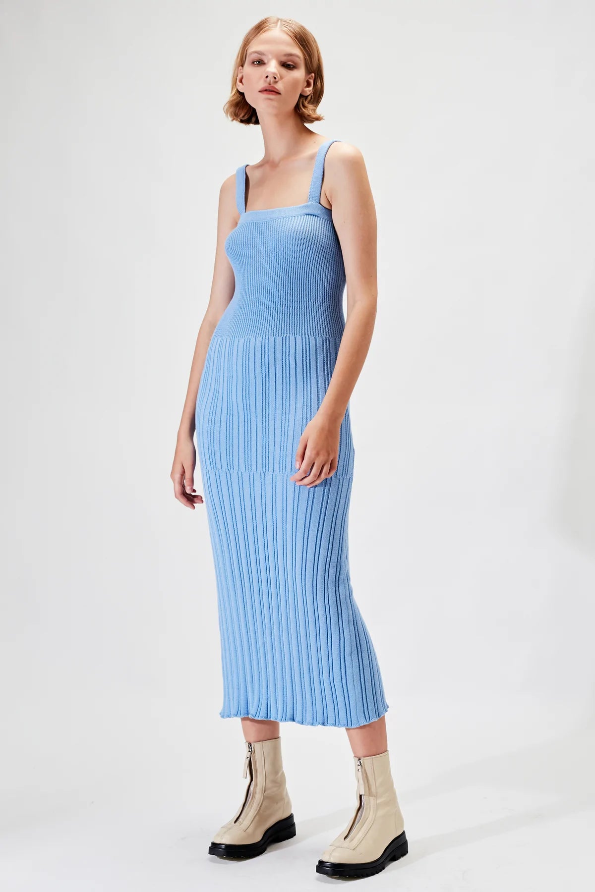 Elysian Collective Rue Stiic Maren Maxi Knit Dress Sky Blue