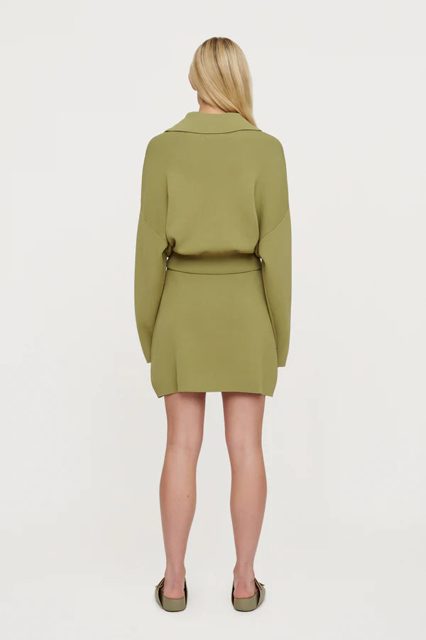Elysian Collective Clea Carlos Crepe Knit Bomber Apple