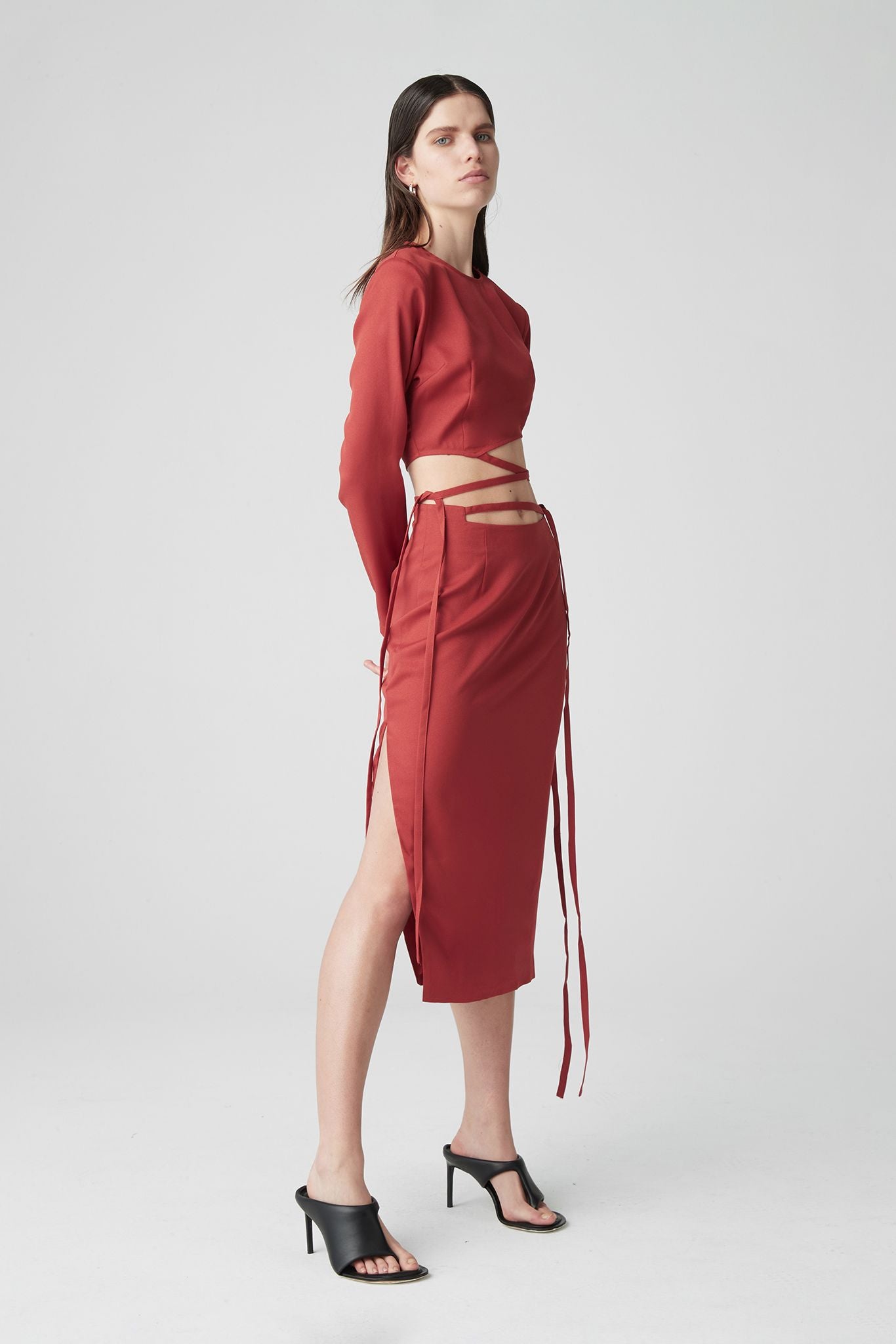 Elysian Collective Atoir X Lara Worthington 001 Skirt Brick Red