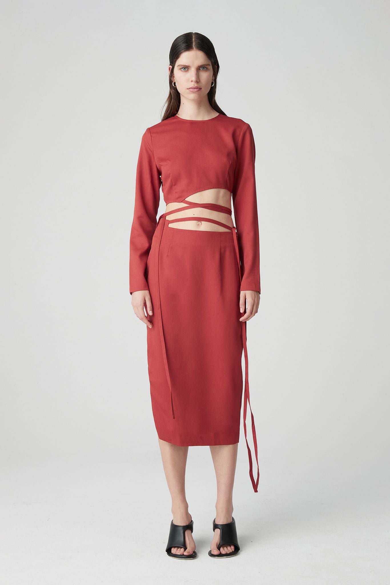 Elysian Collective Atoir X Lara Worthington 001 Skirt Brick Red