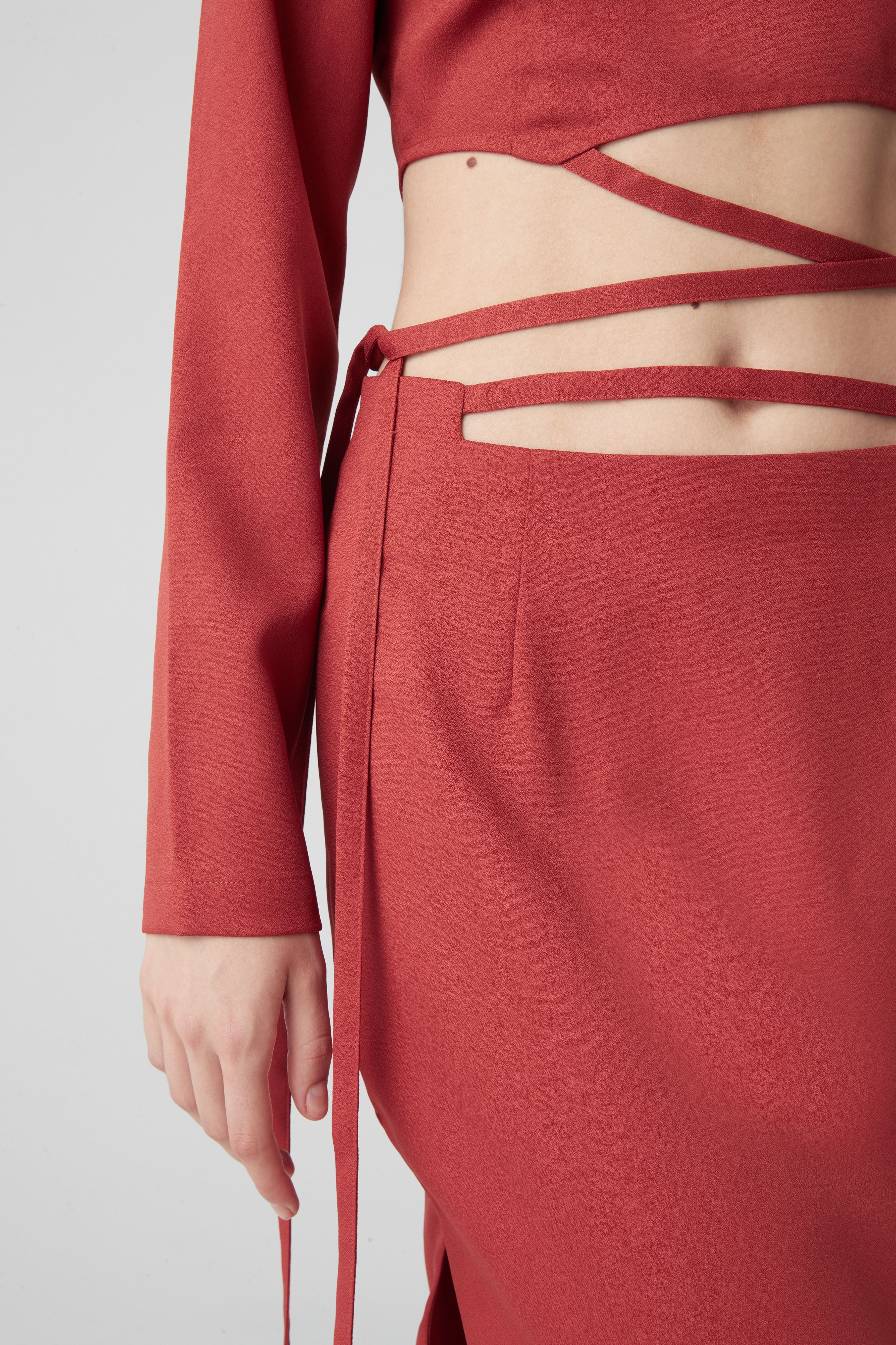 Elysian Collective Atoir X Lara Worthington 001 Skirt Brick Red