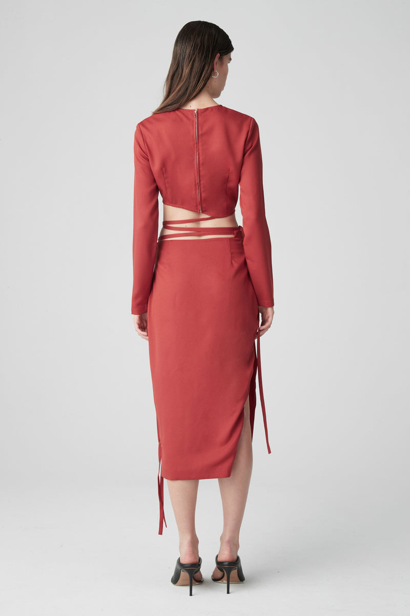 Elysian Collective Atoir X Lara Worthington 001 Skirt Brick Red