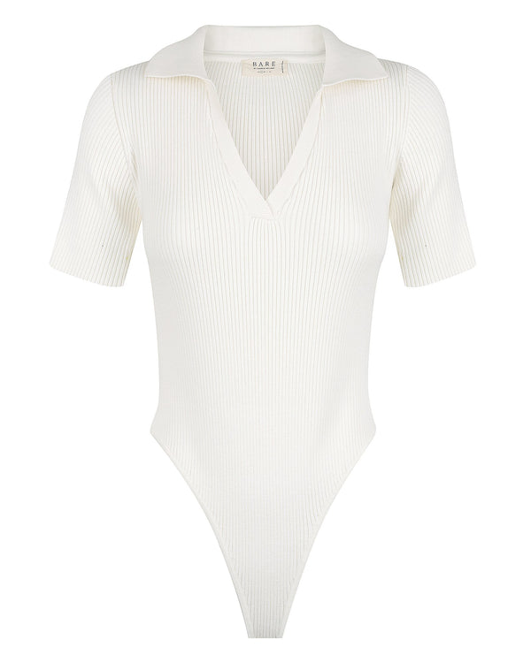 Elysian Collective Bare By Charlie Holiday The Ribbed Knit Bodysuit Coconut Milk