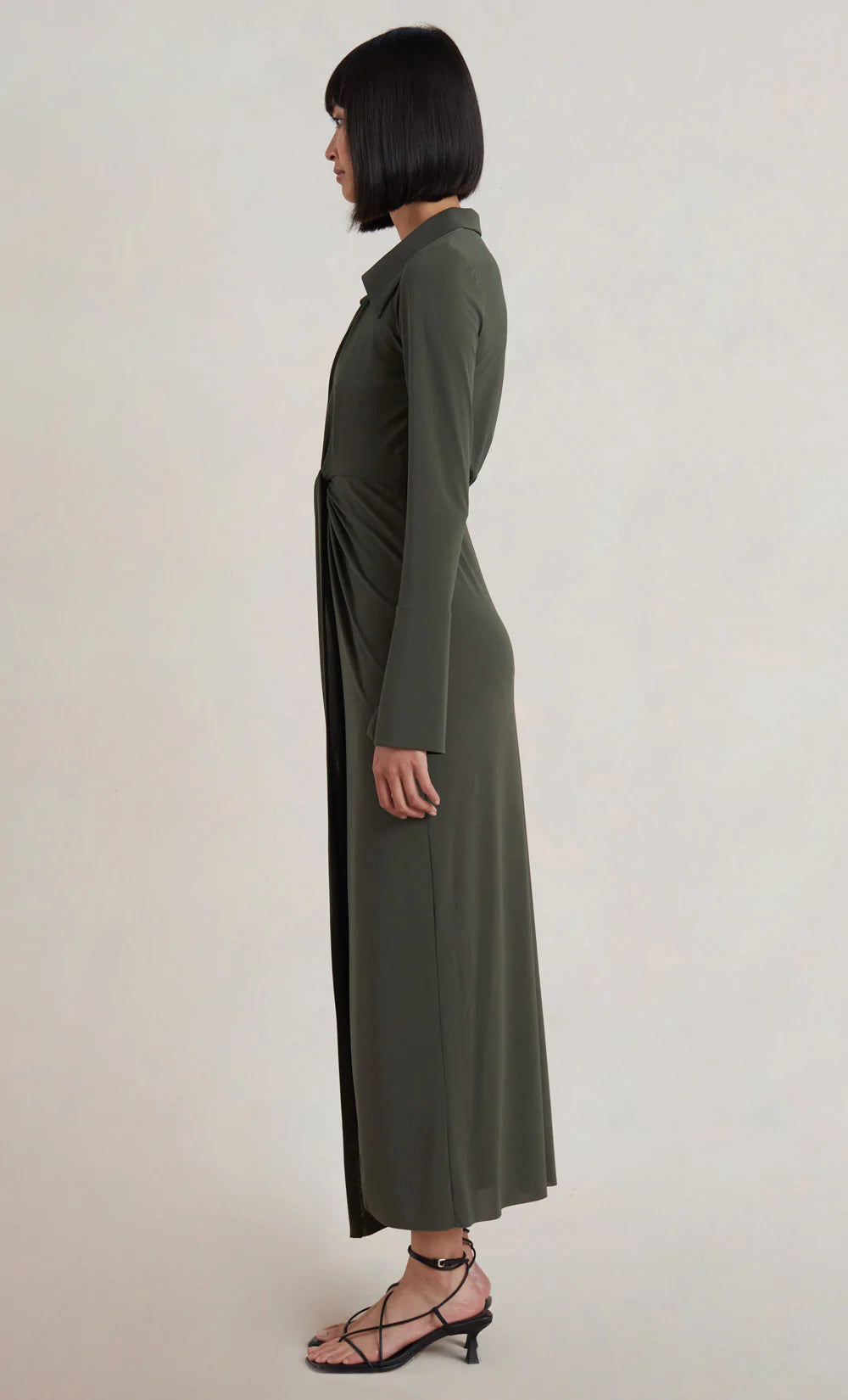 Elysian Collective Bec and Bridge Evoke Long Sleeve Maxi Dress Khaki