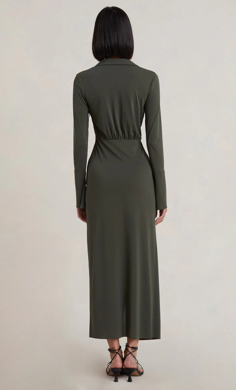 BEC BRIDGE Evoke Long Sleeve Maxi Dress Khaki FINAL SALE