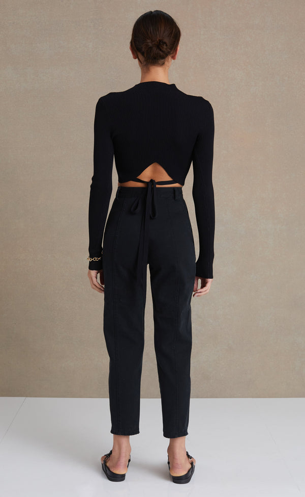 Elysian Collective Bec and Bridge Marta Long Sleeve Knit Top Black
