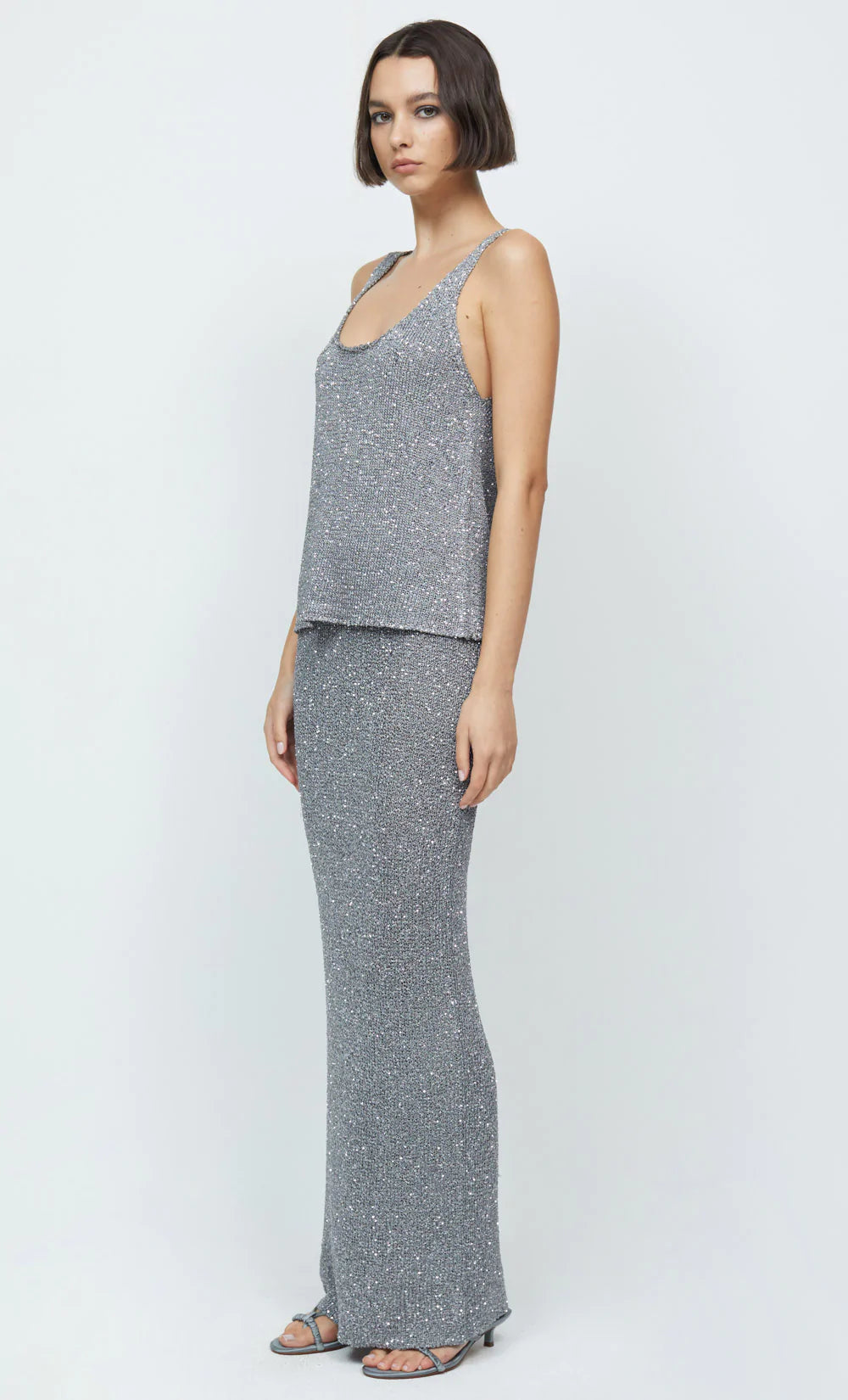 Elysian Collective Bec and Bridge Sadie Sequin Knit Tank Charcoal