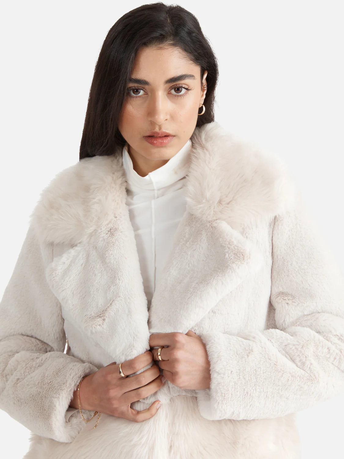 Elysian Collective Bobby Faux Fur Jacket Bone