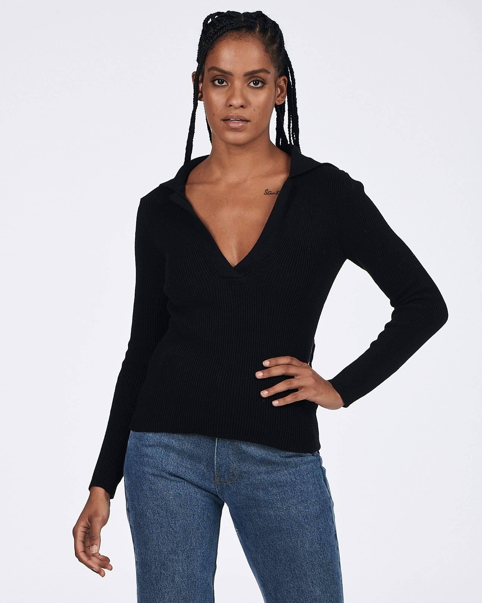 Elysian Collective Charlie Holiday Jacqueline Knit Top Black