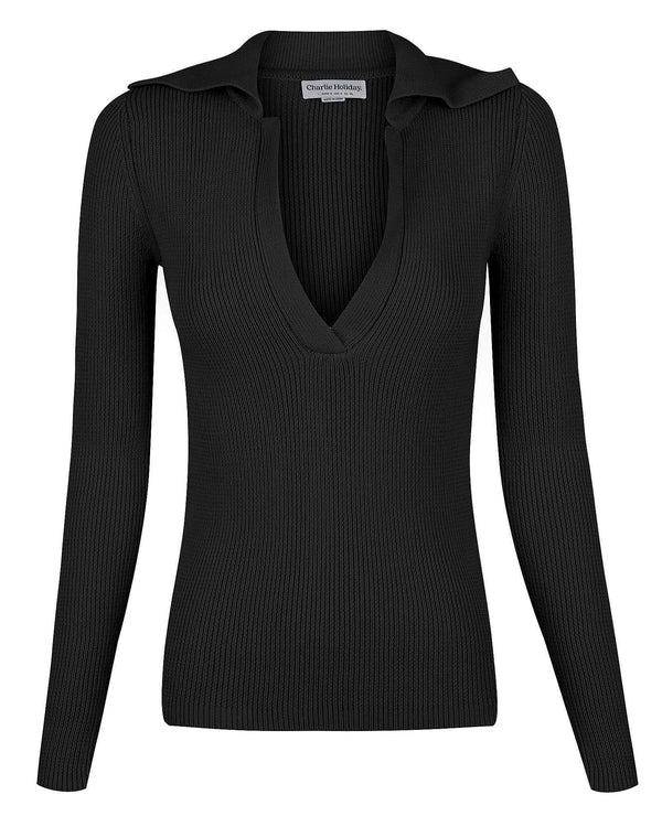 Elysian Collective Charlie Holiday Jacqueline Knit Top Black