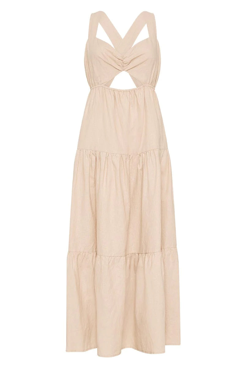 Elysian Collective Charlie Holiday Lilian Midi Dress Oat