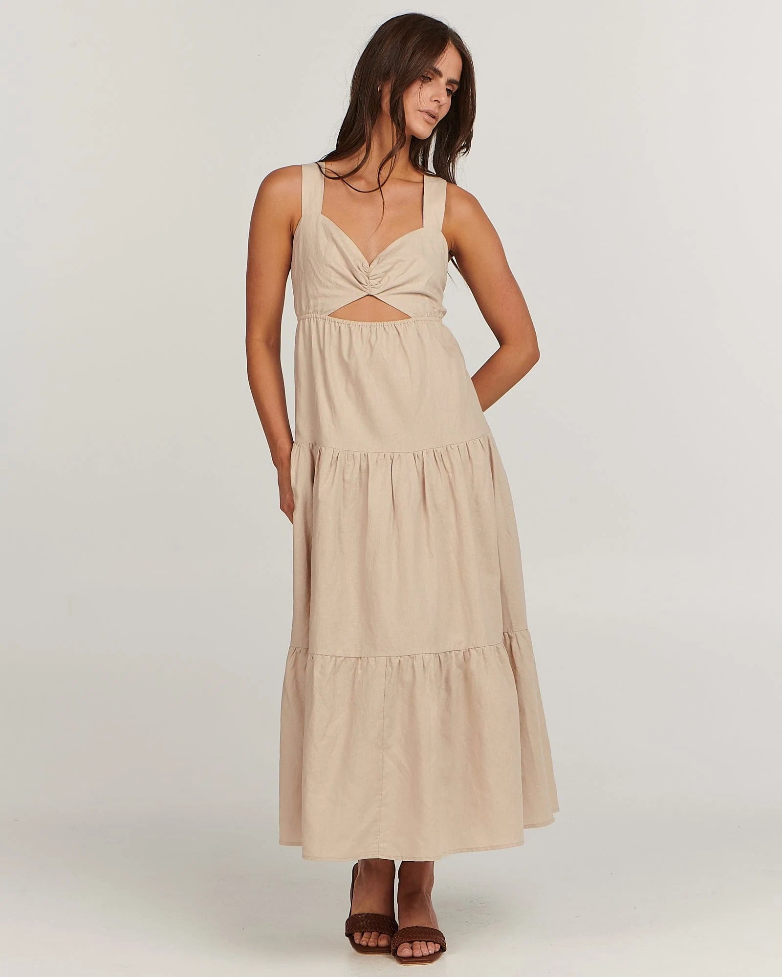 Elysian Collective Charlie Holiday Lilian Midi Dress Oat