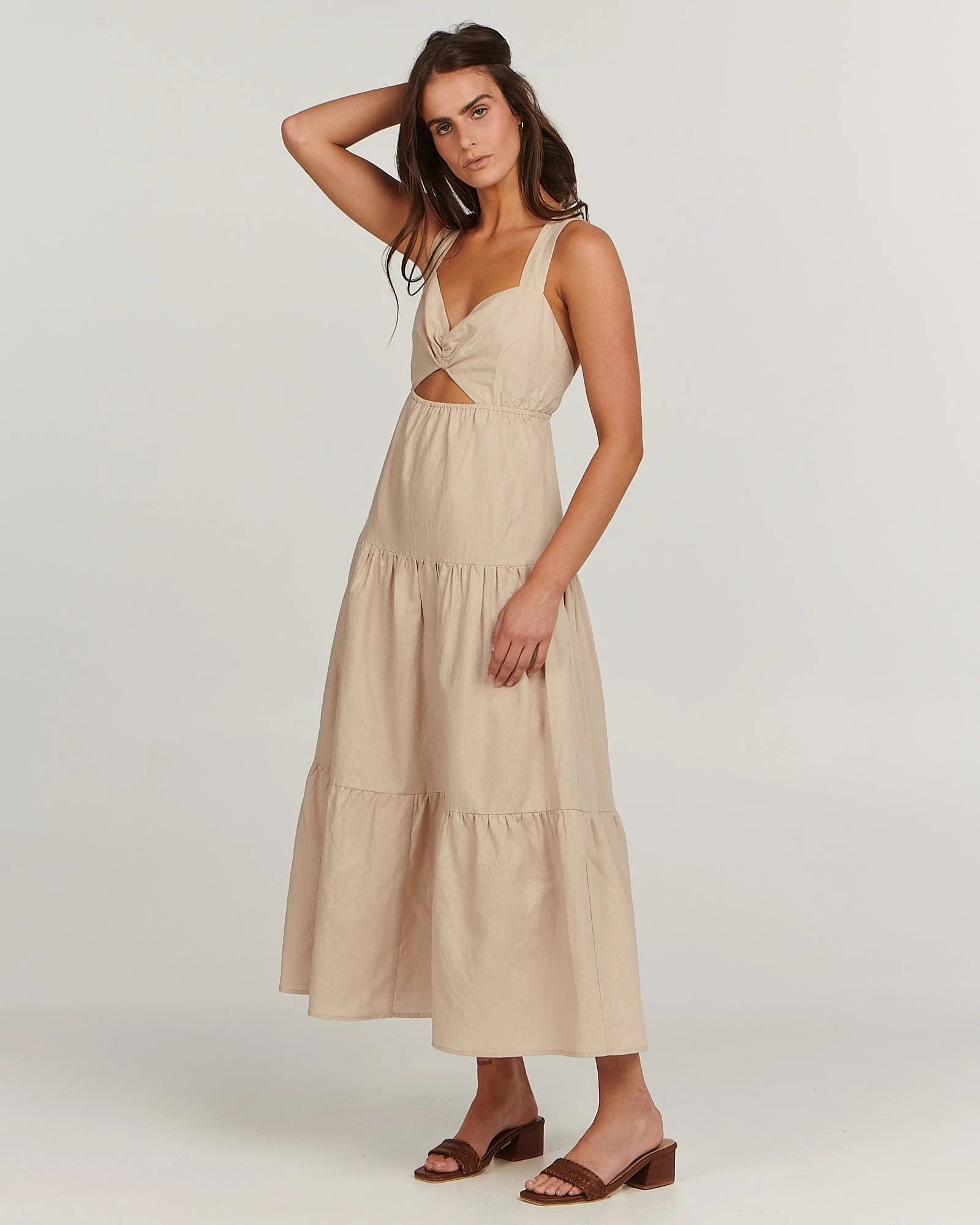 Elysian Collective Charlie Holiday Lilian Midi Dress Oat