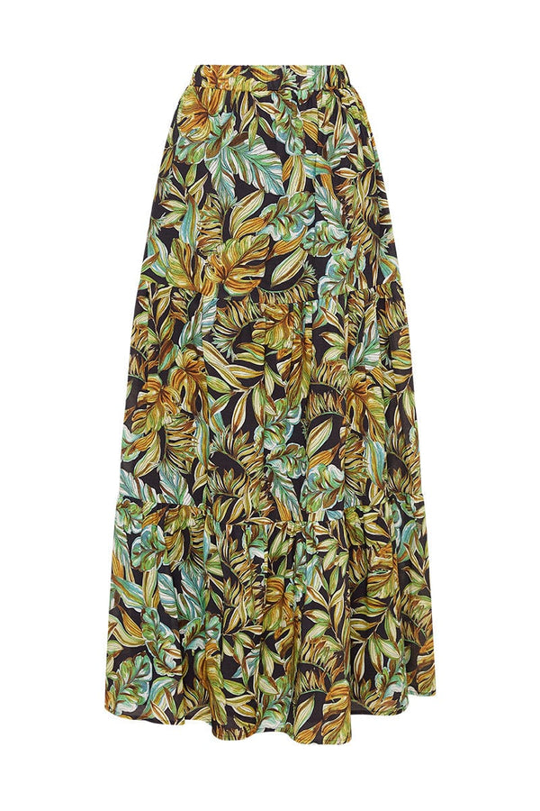 Elysian Collective Charlie Holiday Willow Tiered Skirt Tropical Palm